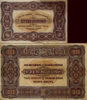 1920. 50K T:ragasztóval leöntve, egyébként  I + 1000K olvashatatlan bélyegzéssel T:II/III