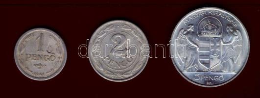 1941-43. 1P + 2P hamis "koronás-címer" ellenjeggyel + 5P hamis "sarló-kalapács" ellenjeggyel T:1,2/3