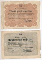 1849. 15kr + 30kr Kossuth bankó T:III,III-