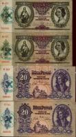 1936-1941-1943. 10P (2x) + 20P (2x) + 1000P (1x) hamis? zöld kerületi pártvezető-nyilaskereszt-Kőszeg" ellenbélyegzővel T:2