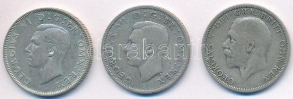 Nagy-Britannia 1929. 1Fl Ag "V. György" + 1938. 2Sh Ag "VI. György" + 1941. 2Sh ...