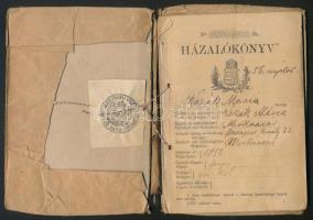 1910 Házalókönyv, sok bejegyzéssel, bélyegzővel, okmánybélyeggel (2 korona), viseltes borítóban, elvált gerinccel, 42 p.