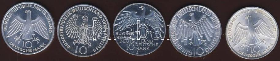 NSZK 1972. 10M Ag "Olimpia" (5x) 4klf motívum T:1,2