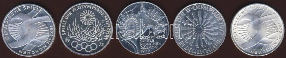 NSZK 1972. 10M Ag "Olimpia" (5x) 4klf motívum T:1,2