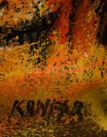 Konfár Gyula  (1933- 2008): Sziklás tengerpart. Olaj, farost, jelzett,  60×80 cm