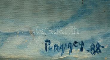 Penyigey jelzéssel: Téli folyópart. Olaj, vászon, 25×34 cm