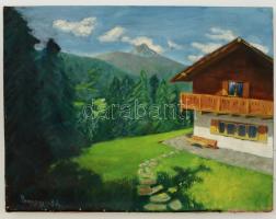 Penyigey jelzéssel: Alpesi ház. Olaj, vászon, 30×39 cm