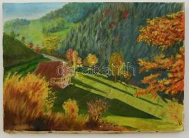 Penyigey jelzéssel: ház a völgyben. Olaj, vászon, 24×34 cm