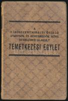 1929-1932 A Rákosszentmihályi Önálló Iparosok és Kereskedők Köre Kebelében Alakult Temetkezési Egylet, bejegyzésekkel, pecsétekkel, eredeti kartonált papírkötésben.