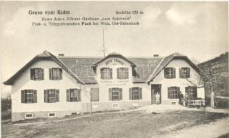 Puch bei Weiz, Kulm, Herrn Anton Zöhrers Gasthaus zum Ackerwirt, Post und Telegrafenstation, A. Wallner / guest house, post and telegraph office (vágott / cut)