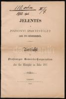 1902 Jelentés a Pozsonyi Ipartestület 1902. évi működéséről, Pozsony, Wigand F. K. Könyvnyomdája, magyar és német nyelven, 15+1 p./ 1902 Report from the Bratislava Guild, Bratislava F. K. Wigand Bookpress, Hungarian and German languages, 15+1 p.