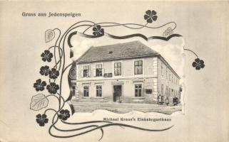 Jedenspeigen, Michael Krauss Einkehrgasthaus / guest house, F. Wagner floral Art Nouveau (EK)