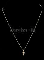 Ezüst(Ag) fülbevalópár apró kövekkel, hozzá illő függővel ezüst(Ag) láncon, jelzett, h: 42 cm, bruttó: 4,7 g