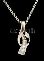 Ezüst(Ag) fülbevalópár apró kövekkel, hozzá illő függővel ezüst(Ag) láncon, jelzett, h: 42 cm, brutt...