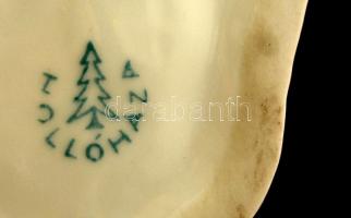 Hollóházi porcelán spániel, kézzel festett, jelzett, apró kopásnyomokkal, m: 14 cm