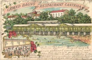 Fiume, Grand Bagno, Restaurant Cantrida / spa, restaurant, interior, floral, E. Hönig litho (Rb)