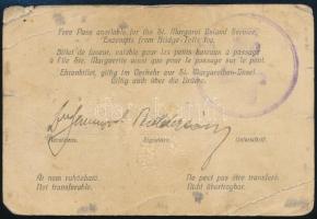 1925 Margitszigeti tiszteletjegy, P. Lloyd-nyomda, pecséttel, aláírással