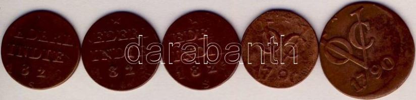 Holland India 1790-1826. 2klf Duit + 3klf 1/4 1/4St T:2/3,3