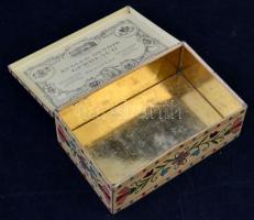 Kugler Henrik Gerbeaud gazdagon díszített virágmintás fém doboz, lekopásokkal, 18,5×12×6,5 cm