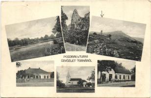 Torna, Turna nad Bodvou, Turnau; látkép, vasútállomás, várrom, szikla, templom, Bartalan Bodnár kiadása / general view, railway station, castle ruins, church, rock (EB)