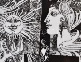 Hollóházi Szász Endre által tervezett tányér, matricás, jelzett, kis kopásnyomokkal, d: 24,5 cm