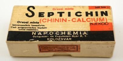 Septichin, régi gyógyszeres doboz, tartalommal.