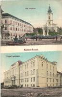 Szatmárnémeti, Satu Mare; Református templom, Faipari szakiskola, Reizer János kiadása / church, wood industry school (EK)