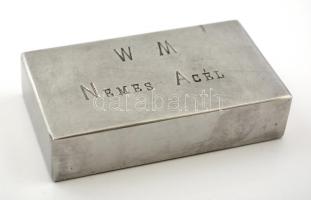 Weiss Manfréd vas és fémművek nemesacél levélnehezék reklámmal 10x5 cm