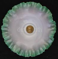 Aufsatz, tejüveg, fém talapzaton, jelzés nélkül, apró kopásnyomokkal, d: 24,5 cm