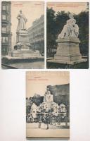 Budapest, szobrok: Veres Pálné, Verbőczy, Vörösmarty, Gróf Andrássy Gyula - 4 db régi képeslap / 4 pre-1945 postcards