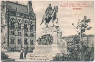 Budapest, szobrok: Veres Pálné, Verbőczy, Vörösmarty, Gróf Andrássy Gyula - 4 db régi képeslap / 4 p...