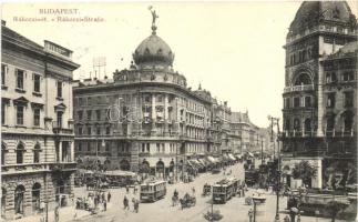 Budapest VII. Rákóczi út (Blaha Lujza tér), villamosok, gyógyszertár