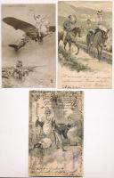 10 db RÉGI lovas motívumlap, vegyes minőség / 10 pre-1945 horse motive cards, mixed quality