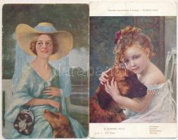 6 db RÉGI kutyás motívumlap, vegyes minőség / 6 pre-1945 dog motive cards, mixed quality