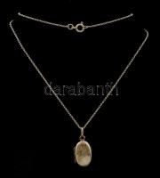 Ezüst(Ag) lánc, h: 40 cm, ezüst(Ag) fényképtartó medállal, jelzett, 2x1 cm