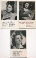 10 db RÉGI motívumlap, magyar színésznők, Karády, Szeleczky, Simor, Mezey, Honthy / 10 pre-1945 motive cards, Hungarian actresses