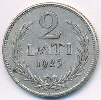 Lettország 1925. 2L Ag T:2 Latvia 1925. 2 Lati Ag C:XF Krause KM#8