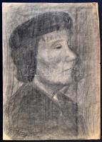Gulácsy jelzéssel: Női portré. Szén, papír, 43×29 cm