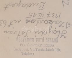 1937 Tűzoltó fotó, Belvárosi Fotó Szalon, 8x13 cm