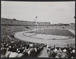 cca 1960 Teltház a Népstadionban, Potzmann János, MTI fotó, a hátoldalán feliratozva, 9x12 cm.