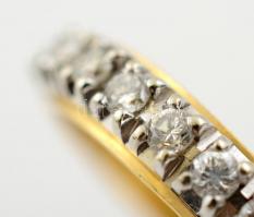 Arany (Au.) 18 K gyűrű brill kövekkel (összesen 7 db kb 0,25 ct) ezüst foglalatban, jelzett, méret:5...