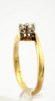 Arany (Au.) 18 K gyűrű brill kővel ( kb 0,5 ct) ezüst foglalatban, jelzett, méret:56, bruttó:3,5 g