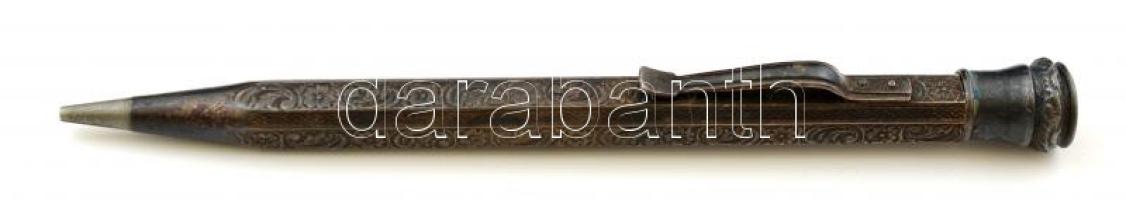 Ezüst töltő ceruza kicsavarható heggyel. 60 éves a Henger ezüstgyár 1877-1937 feliratú díszdobozban / Silver fountain pencil 12 cm