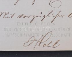 1873 DDSG igazgatóságának német nyelvű levele Budai Közúti Vaspálya Társaság-nak, Schröll József iga...