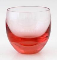 Moser rózsaszín üveg pálinkás poharak, hibátlanok, 6 db, eredeti dobozában, m: 4,5 cm, d: 5 cm
