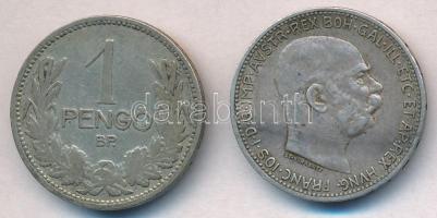 Vegyes: 1926. 1P Ag + Ausztria 1915. 1K Ag "Ferenc József" T:2-,2