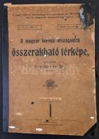 1906 A Magyar Korona országainak összerakható térképe, Szerk.: Schuller Fr., Nagyszeben, Neuzil kiadása. Kiadói félvászon mappában, kopottas borítóval, kissé viseltes gerinccel, 30 darabbal, a mérő pálcika hiányzik, a kirakáshoz kiadott segédlettel