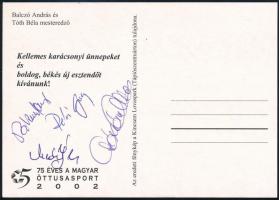 2002 Képeslap öttusázók aláírásával, pl. Császár Attila és Bakó Pál