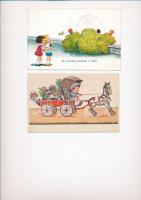 20 db RÉGI motívumlap, gyerek, üdvözlőlapok, humoros, köztük több darab John Wills aláírásával, vegy...