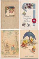 24 db RÉGI motívumos képeslap, üdvözlőlapok (Húsvét, Karácsony, Új Év), több litho és dombornyomott darab / 24 pre-1945 motive postcards, greeting cards (Easter, Christmas, New Year), many litho and Emb.